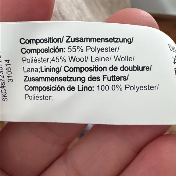 Motf Wool Blend Beige Ivory Long Duster Coat/Jacket Sz L Blue Velvet Trim - Picture 9 of 14